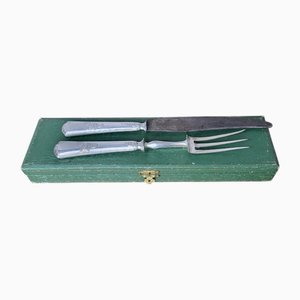 Art Nouveau Silver Leg of Lamb Cutlery Service with Minerva Hallmark, 1890s, Set of 2