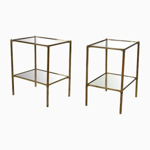 Tavolini da caffè Mid-Century moderni in ottone e vetro, Italia, anni '60, set di 2