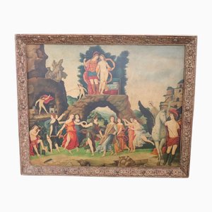 Scène Mythologique, Grande Peinture à l'Huile sur Toile, 20ème Siècle, Encadrée
