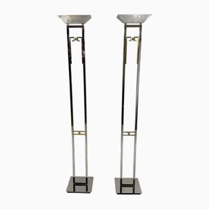 Floor Lamps in Chrome and Brass from Arte Lumen, 1970s, Set of 2