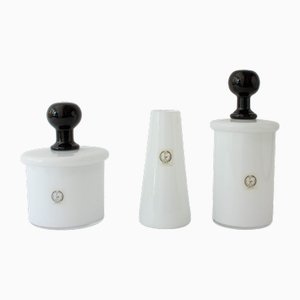 Weißes Vintage Opalglas Set von Ivima, Marinha Grande, Portugal, 1940er, 3er Set