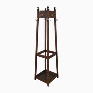 English Arts and Crafts Oak Coat Stand, 1890s