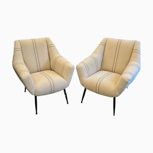 Mid-Century Italian Beige Armchairs, 1950s, Set of 2