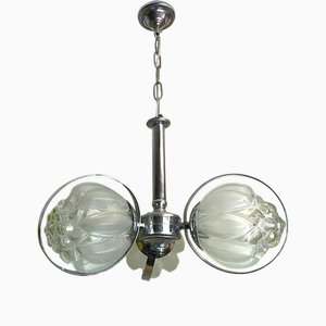 Space Age Chromed Metal and Glass 3-Light Sputnik Chandelier, 1960s