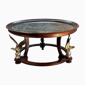 Mesa Gueridon estilo Imperio con águilas plateadas, años 30