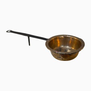 Georgian Fireside Down-Hearth Skillet Pan in Brass, Copper and Cast Iron, England, 1810s