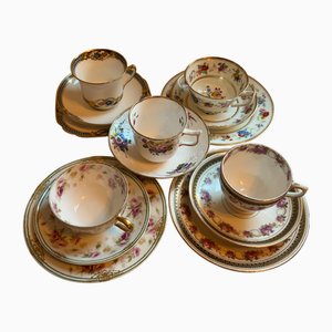 Tazze e piattini antichi, metà XIX secolo, set di 8