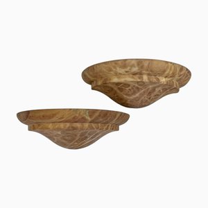 Large Mid-Century Brown Alabaster Wall Sconces, 1970, Set of 2