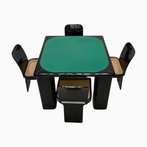 Game Table and Chairs in Lacquered Wood by Pierluigi Molinari, Milan, Italy, 1970s, Set of 5