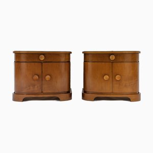 Österreichische Art Deco Holz Nachttische, 2er Set
