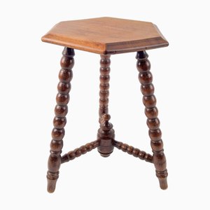 Vintage Bobbin Side Table or Stool in Oak, 1930s
