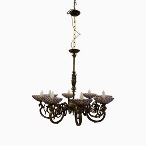 Vintage Bronze Chandelier from Seguso, 1950s