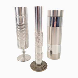 Brutalist Sculptural Metal and Brass Vases from BMF, Germany, 1960s, Set of 3