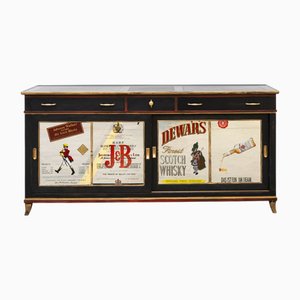 Pear Wood and Teak Mobile Bar Sideboard