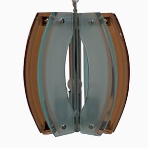 Lampe à Suspension en Verre de Murano Biseauté par Fontana pour Fontana Arte, 1960s