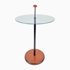 Postmodern Side Table with Ball Handle and Glass Top, 1980s