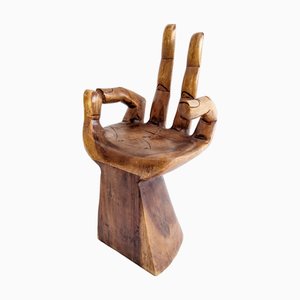 Table d'Appoint en Forme de Main en Bois de Suar, 1970s