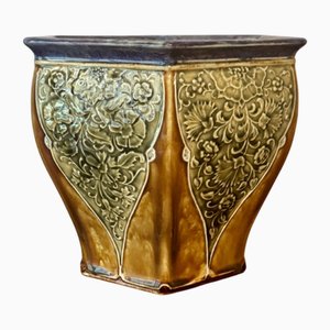 Jardiniere antico Doulton Lambeth esagonale di Ethel Beard, 1890