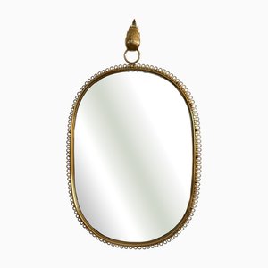 Mid-Century Modern Wall Mirror in Brass with Hook by Josef Frank for Svenskt Tenn, 1960s