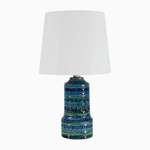 Italian Modern Blue and Green Glazed Table Lamp by Aldo Londi for Bitossi, 1960s