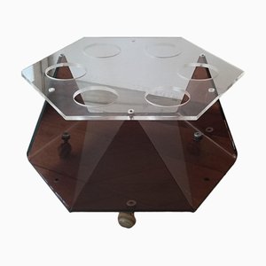 Chariot de Bar en Acrylique Transparent et Fumé, Italie, 1970s