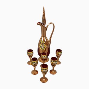 Juego de licor vintage de cristal de Murano, años 60. Juego de 7