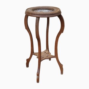 Art Deco Wood and Marble Side Table, 1950s