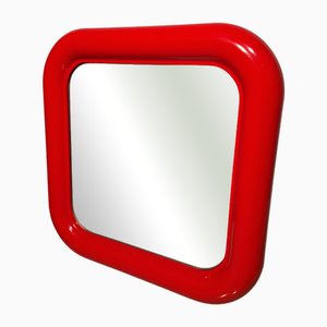 Vintage Delfo Spiegel aus rotem Kunststoff von Sergio Mazza für Artemide, 1970er
