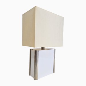 Lámpara de mesa Art Déco de metal y acrílico de Milo Baughman, años 60