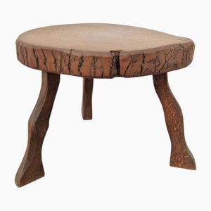 Mesa auxiliar brutalista Mid-Century de tronco de árbol, años 60