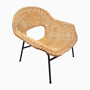 Vintage Rattan Lounge Chair with Tube Frame by Dirk van Sliedregt for Gebroeders Jonkers, 1960s