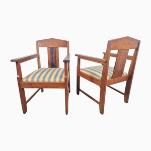 Fauteuils d'École Haagse Art Déco en Chêne et Ébène, 1920s, Set de 2