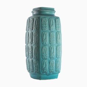 Vaso da terra grande in ceramica turchese di Bodo Mans per Bay West Germany, anni '60