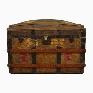 Antique Dome Top Travelling Trunk with Canadian Luggage Labels
