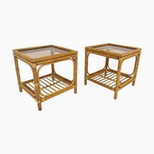 Vintage Rattan Nachttische, Schweden, 1970, 2er Set