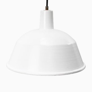 Vintage Industrial White Enamel Pendant Light