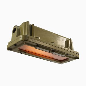 Lampada da soffitto vintage industriale in alluminio pressofuso beige di Mapelec, Francia