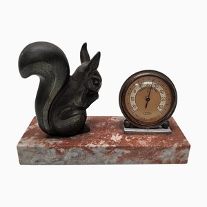 Art Deco Thermometer auf Marmorsockel, 1930er