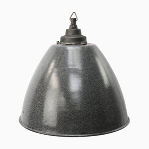 Industrial Light Grey Enamel and Cast Iron Pendant Lamp