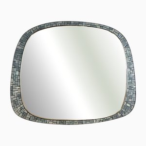 Vintage Mosaic and Brass Wall Mirror, 1950s