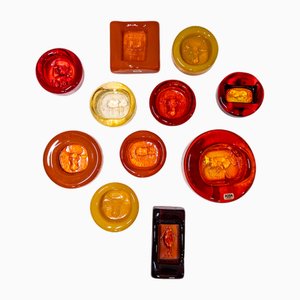 Vintage Glass Ashtrays by Erik Höglund for Boda Glasbruk, 1960s, Set of 11