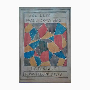 Poster zur Ausstellung von Wandzeichnungen in der Ugo Ferranti Gallery nach Sol LeWitt, Rom, 1989