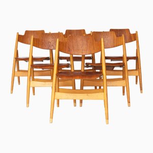 Vintage SE18 Folding Chairs in Teak and Beech by Egon Eiermann for Wilde+Spieth, 1960s, Set of 6
