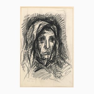 Serge Fontinsky, Portrait, Kohlezeichnung, 1943