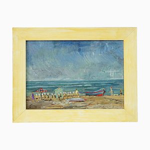 Alexander Michael, Swimming School by the Sea, 1974, Dipinto ad olio, Incorniciato