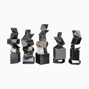 Maquetas de cristal para el aula de ciencias de baquelita geométrica, años 30. Juego de 28