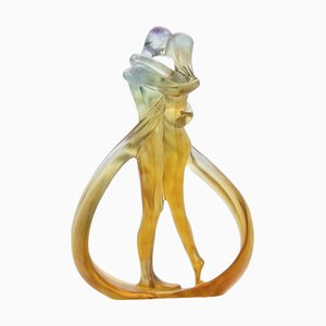 Crystal Glass Dancing Couple Sculpture by Cristellerie Lorraine for Baccarat, France, 1970s