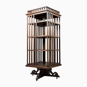 Antique Rotating Oak Bookcase, 1900s