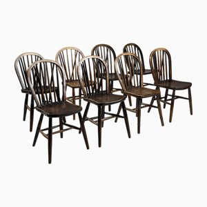 Antique English Windsor Chairs, 1890s, Set of 8