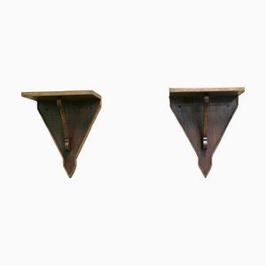 Handgefertigte Wandhalterungen aus Eiche, 1960er, 2er Set